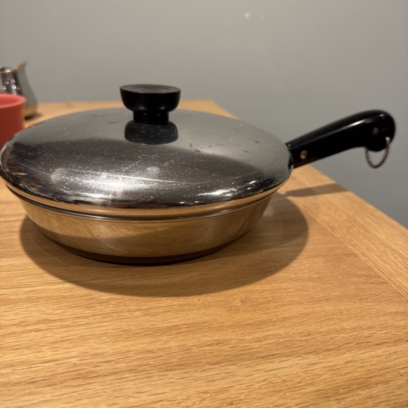VTG Revereware Skillet 8" W Lid Copper Clad Bottom SEE LOGO - Picture 1 of 9